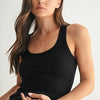 MONO B Slim Fit Scoop Neck Tank - BLACK