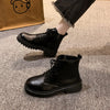 Round-Toe Lace-Up Martin boots - Black