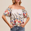 SO ME Floral Embroidered Two Way Off The Shoulder Blouse - OFF WHITE