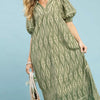 Umgee Geometric Print Midi Dress - Sage