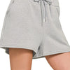 Zenana Fleece Drawstring Short Pants With Pockets - H GREY