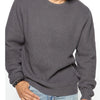 Men's Full Size Round Neck Long Sleeve Sweater Plus Size - Dark Gray
