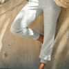 Umgee Full Size High Rise Elastic Waist Knit Joggers with Pockets Plus Size - Light Gray
