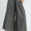 Umgee Pinstripe Crop Palazzo Pants - Black