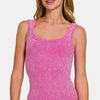 Zenana Ribbed Scoop Neck Tank - Hot Pink