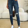 Judy Blue Full Size Mid Waist Distressed Slim Jeans - Dark
