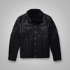 New Men Black Sheepskin Real Shearling Leather B3 Bomber Flying Trucker Jacket - Black