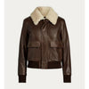 Women’s Aviator Sheepskin Shearling Motorbike Leather Bomber Jacket - -