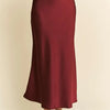Davi & Dani High Waist Midi Skirt - Burgundy