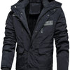 Men's Plus Size Winter Warm Hooded Padded Coat - Black Blue