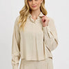 RISEN Button Down Long Sleeve Shirt - TAUPE