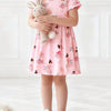 Children's Ballerina Print Short Sleeve Dress - Blush Pink
