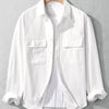 Men's Plus Size Button Up Long Sleeve Shirt - White