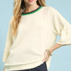 Umgee Ribbed Knit Top with Contrast Trim - ECRU