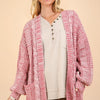 VERY J Cable Knit Open Front Cardigan - Brick
