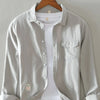 Men's Plus Size Button Up Long Sleeve Shirt - Light Gray