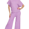 Zenana Sweater Mock Neck Top & Long Pants Set - B LAVENDER