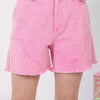 VERY J Washed Raw Hem Denim Shorts - Pink