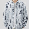 Men's Plus Size Tie-Dye Button Up Long Sleeve Shirt - Grey