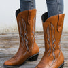 Western Embroidered Cowgirl Boots - Light Brown