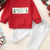 Children's Christmas Tree Sweatshirt & Pants Set - Deep Red