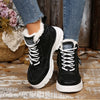 High-Top Platform Chunky Sneaker Boots with Lace-Up - Black