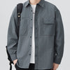 Men's Plus Size Button Up Long Sleeve Shirt - Grey