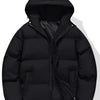 Men's Plus Size Hooded Padded Winter Coat - Black