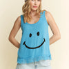 Jade By Jane Smiley Fringe Tank Top - BLUE