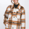Love Tree Plaid Button Up Shacket - Clay