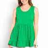 Be Stage Ruffled Sleeveless Babydoll Top - Green