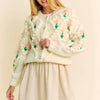 Davi & Dani Floral Pattern Button Down Cardigan - Cream