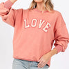 SAGE + FIG LOVE Path Applique Drop Shoulder Sweatshirt - Pink Orange