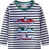 Children's Racing Car Embroidered Striped Long Sleeve T-Shirt - Black