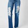 Judy Blue Full Size Mid Rise Distressed Raw Hem Jeans - Medium