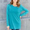 Basic Bae Full Size Round Neck Long Sleeve Top - Cerulean