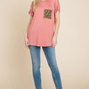 BOMBOM Leopard Chest Pocket Tee - BRICK
