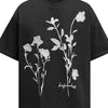 Men's Flower Pearl Detail Oversized Short Sleeve T-Shirt - Black