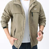 Men's Plus Size Zip Up Windproof Hooded Jacket - Khaki
