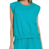 Zenana French Terry Sleeveless Top & Shorts Set - LT TEAL