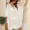 Cutout Ruffled Half Sleeve Cover-Up - Ivory