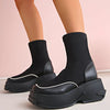 Round Toe Platform Boots - Black