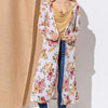 And The Why Floral Kimono Open Front Longline Cardigan - Burgundy Stripe