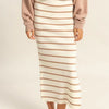 HYFVE Side Slit Striped Bodycon Sweater Skirt - Tan