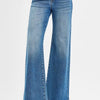 RISEN High Rise Wide Leg Jenas with Front Yoke and Heart Back Pocket - MEDIUM