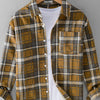 Men's Plus Size Plaid Button Up Long Sleeve Shirt - Ginger Yellow