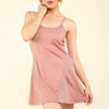VERY J Mesh Detail Tennis Mini Active Dress with Shorts Inside - Mauve
