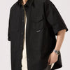 Men's Full Size Button Up Half Sleeve Shirt Plus Size - Black