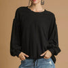 Umgee Full Size Linen Long Sleeve Top with Drawstring Plus Size - Black