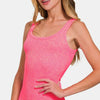 Zenana Ribbed Scoop Neck Tank - N Coral Fuchsia